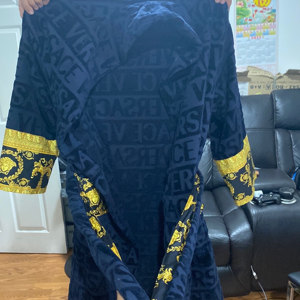 black and gold Versace robe